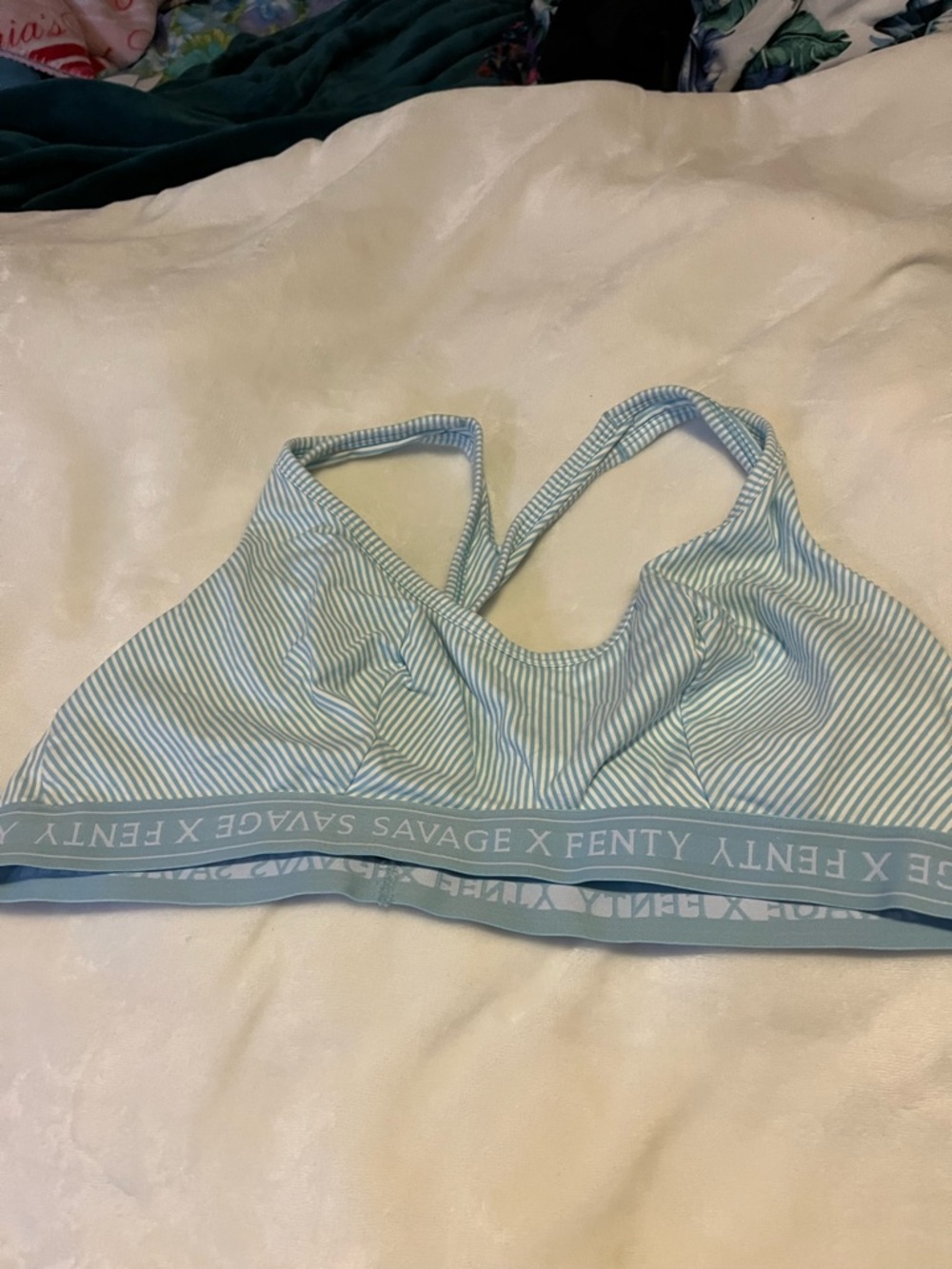 Savage X Fenty Light Blue & White Striped Bralette